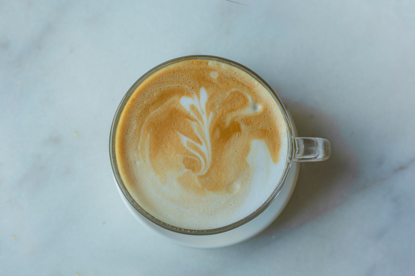 A coffee on a marble table