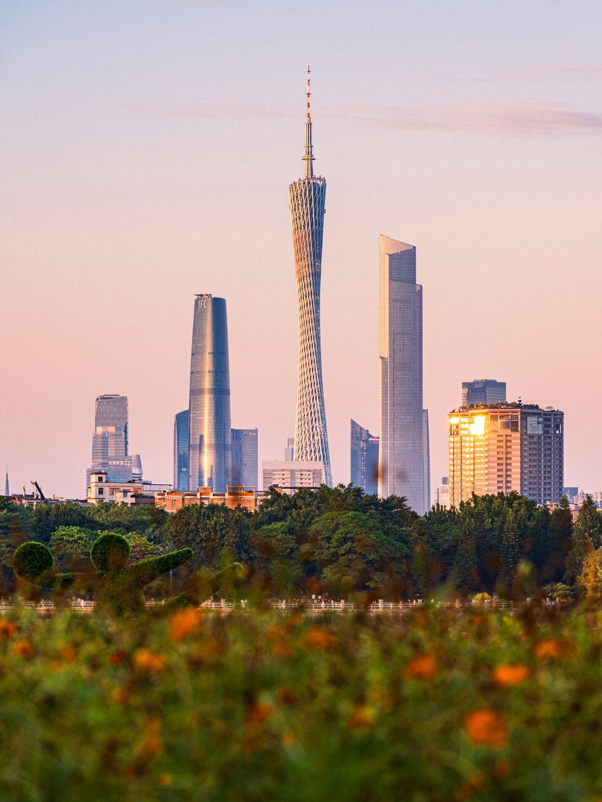 Canton Tower and the new city at sunset, Guangzhou